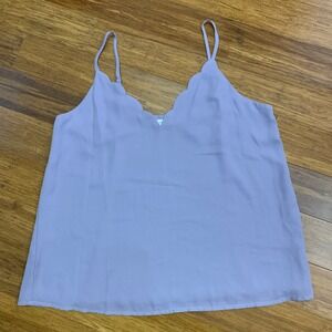 Socialite Lilac Purple Scalloped V-Neck‎ Cami Tank Top Womens Size Large Summer